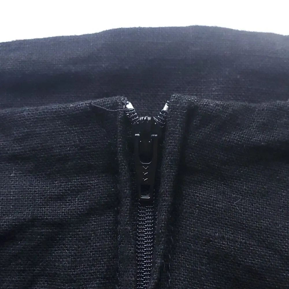 VTG Pencil Skirt Size 4 Black Linen Blend 30" x 36" Long Slit Lagenlook Lagom - Picture 3 of 14